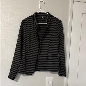Olivia Moon Black and Gray Striped Blazer